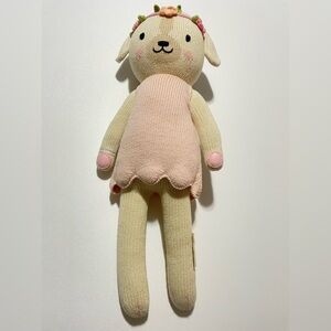 Cuddle + Kind Charlotte Dog 20” Large Plush Doll Knit Pink Dress Flower Headband